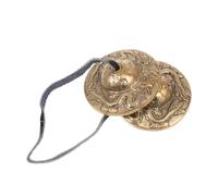 WATIIFUFU Nepalese Handmade Pure Copper Yoga Cymbal Bell Set with Storage Bag, Meditation Chime for Yoga and Religious Ceremonies, Double Dragon Design, Golden Tone Random Color