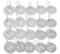 WATIIFUFU Numbered Key Tags Stainless Steel 20Pcs Round Id Tags with Rings for Locker Organizing and Luggage Marking 1-20