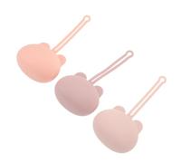 WATIIFUFU Portable Silicone Pacifier Holder Case Dustproof Travel Storage Box Rabbit Design, 3PCS Set in Light Pink, Water Pink and Purple Newborn Pacifier Pod Pouch for Home and On-the-Go