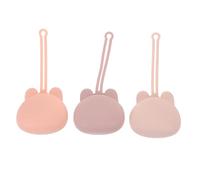 WATIIFUFU Portable Silicone Pacifier Holder Storage Box 3pcs Set Rabbit Design in Pink, Coral, Purple - Soother Case for Travel, Nursery, and Diaper Bag Organization