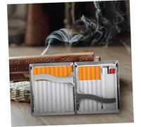 WATIIFUFU Portable Silver Stainless Steel Cigarette Case Holder with Buckle Design for Standard Cigarettes Protective Box with Creative Automatic Opening Compact Pocket for Easy Carrying and