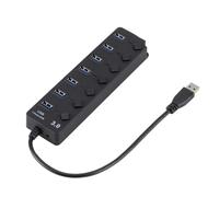 WATIIFUFU Ports USB Hub with Independent Switches High-speed Data Transfer USB Splitter for Computer Laptop PC Tablet Smartphone Overvoltage and Short-circuit Protection Black