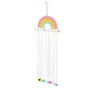 WATIIFUFU Rainbow Hair Bow Hanger Organizer, Wall Hanging Storage Rack Tassels, Composite Material and Cotton, Keeps Hair Clips Neatly Organized for Room Decor