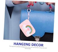 WATIIFUFU Rainbow Plush Card Purse Keychain for Mini Square Candy Color Wallet with Key Ring Soft Coin Pouch Bag Pendant for Backpack and Handbag Decoration Portable Change Organizer