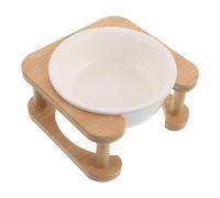 WATIIFUFU Raised Pet Feeder Elevated Pet Bowls Healthy Eating Reduces Strain on Joints and Neck Ceramic Wood Stand 600ml Indoor Use for Cats and Dogs