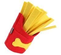 WATIIFUFU Red Felt Slow Feeder Dog French Fries Shaped Interactive Squeaky for Dog Training and Chewing Fun