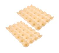 WATIIFUFU Reusable Egg Storage Box 24-compartment Beige Plastic Egg Holder Tray for Refrigerator 2pcs Set