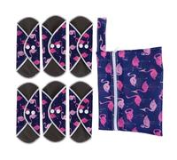 WATIIFUFU Reusable Sanitary Pads Washable Sanitary Pads Anti-Permeable Breathable Bamboo Charcoal Fiber with Bag Adorable Animal Design Style for Menstrual Care