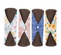 WATIIFUFU Reusable Washable Bamboo Charcoal Cotton Sanitary Pads 4pcs Set Highly Absorbent Feminine Pads Comfortable Menstrual Towels for Daily Use and Nursing Care