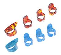 WATIIFUFU Right Hand Guitar Thumb and Finger Picks Set, Celluloid Plastic Acoustic Fingerpicks for Bass and Ukulele, Includes Light Blue and Tortoiseshell Colors, 2 Sets for Fingerstyle