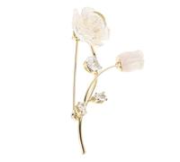 WATIIFUFU Rose Design Lapel with Elegant Flower Pin Sparkling White Zircon Accents, Copper and Resin Brooch for Versatile Floral Formal Events and Special Occasions for Men and Women