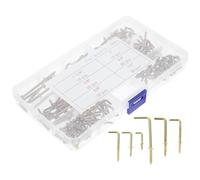 WATIIFUFU Screw Hooks and Good Fastening Function 120pcs Golden Carbon Steel L-Shaped with Smooth Mini Metal Right Angle Hooks for Hanging Objects from Walls and Projects