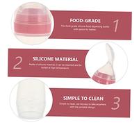 WATIIFUFU Silicone Bottle with Soft Spoon Head Pink Squeeze Feeder for Fruit Puree and Breast Milk High Temperature Resistant Food Dispenser for Teething and Solid Feeding Transition