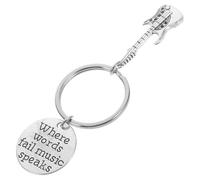WATIIFUFU Silver Zinc Alloy Music Keychain with Fine Workmanship, Practical Bag Hanging Decor and Desktop Ornament, Chic Delicate Key Chain Charm for Women