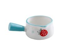 WATIIFUFU Sky-Blue Milk Pot with Handle Mini Sauce Plate for Condiments Dipping Sauces and Appetizers Heat-Resistant Strawberry Pattern Serving Dish for Home and Restaurant Use