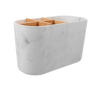 WATIIFUFU Space-saving Toothbrush and Toothpaste Holder with 5 Slots, Sturdy Plastic Construction, Elegant Marble Pattern Design for Bathroom and Restroom Countertop Organiser