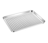 WATIIFUFU Stainless Steel Baking Pan Non-Stick Bakery Tray 26.5X20.5X2.5Cm Sturdy Roasting Sheet for Oven Pizza Bread Dumplings Cooking