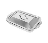 WATIIFUFU Stainless Steel Roasting Tray with Non-Stick Deep Rectangular Pan and Lid Scratch-Resistant Grill Topper for Oven Cooking BBQ Fish Roasting Compatible with Standard Ovens