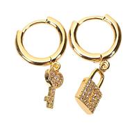 WATIIFUFU Stylish Lock and Key Earrings for Women Featuring Comfortable to Wear Asymmetric Design in Golden Copper Material, for Graduation W nd Special Occasion Banquets