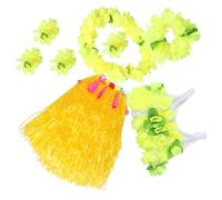 WATIIFUFU Thickened Hawaiian Grass Skirt Set for with Necklace Garland Bracelet Bikini Top for Tropical Luau Party Decorations and Dance Events