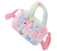 WATIIFUFU Unicorn Plush Bag for Little Girl Cartoon Unicorn Purse Travel Cosmetic Organizer Function Cute Crossbody Purses for Boys and Girls