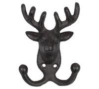 WATIIFUFU Vintage Cast Iron Deer Head Wall Hook Dual Hooks Heavy Duty Rustic Coat Hanger for Efficient Storage in Home Farmhouse Bathroom and Kitchen Decor