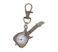 WATIIFUFU Vintage for Quartz Watch Pocket Keychain with Shape Guitar and Mirror Lightweight Alloy Case with Glass Protects the Dial, Retro Style Students Housekeepers
