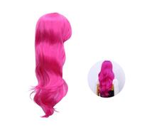 WATIIFUFU Wig Long Curly Hair Cosplay Wig Rosy for Dancing Party Stage Performance