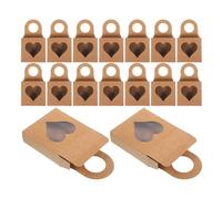 WATIIFUFU Wine Bottle Boxes Cute Design Kraft Paper 30pcs with Window, Heartshaped Hanging Packaging for Storage and Celebration for Candy, Cookies, and Projects