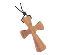 WATIIFUFU Wooden Cross Necklace Decorative Cross Necklace Hand-carved Pendant Design Khaki Colour Modern Simple Style Elegant Unique Beauty Personalised Gift for Anniversary Or Mother's Day