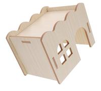 WATIIFUFU Wooden Guinea Pig Hideout for Two Small Animals with Wave Ramp, Safe to Play and Rest, Natural Wood Material, Suitable for Year-round Use in Small Animal Cages