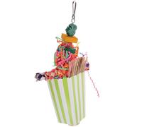 WATIIFUFU Wooden Parrot Foraging Hanging in Bird Cage, Small Bird Chewing and Biting for Parrots, Practical Natural Snack Bucket to Attract Bird’s Attention and Home Decoration Random Color