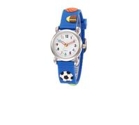 WATIIFUFU Wristwatch with Football Pattern Movement Clear Roman Numerals Fashionable Blue Soft PVC Watch for Boys Birthday Teaching Tool