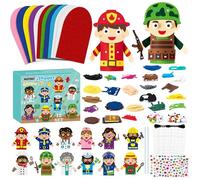 WATINC 12Pcs Hand Puppet Making Kit, Art Craft Felt Sock Puppet Toys, Creative DIY Make Your Own Pompoms Wiggle Googly Eyes Storytelling Role Play Party Supplies Gift for Girls Boys (Career)