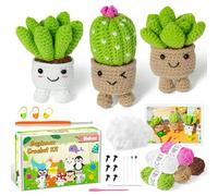 WATINC 20PCS Crochet Kit Cacti Complete Crochet Kit for Beginner with Step-by-Step Instructions and Video Beginner Crochet Kit Case and Knitting Accessories Crochet Starter Kit for Adults Kids