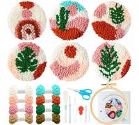 WATINC 22PCS Boho Craft Punch Needle Coaster Kit, Cute DIY Craft Embroidery Kit for Beginner REasy Felt Yarns Embroidery Coaster Art Crafts with Instruction Handmade Birthday Gifts for Boys Girls