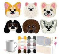 WATINC 22PCS Craft Punch Needle Coaster Kit with Puppy Pattern DIY Embroidery Kit for Beginner Easy Embroidery Art and Crafts Needle Coaster with Instruction for Adults
