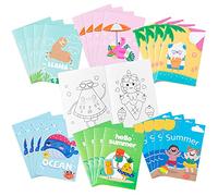 WATINC 24PCS Summer Coloring Books for Kids DIY Art Book Summer Beach Pages to Color for Little Kids Fun Assorted Designs Children Art Activity Gift Set for Birthday Gift Party Supplies