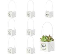 WATINC 40Pcs Succulent Gift Wraps Bags Succulents Wraps Bulk Kraft Paper Green Leaves Sign Gifts Bag Decoration White Square Sleeve Plants Tags Baskets for Wedding Birthday Party Baby Shower