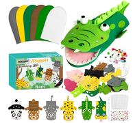 WATINC 6Pcs Hand Puppet Making Kit, Art Craft Felt Sock Puppet Toys, Creative DIY Make Your Own Pompoms Wiggle Googly Eyes Storytelling Role Play Party Supplies Gift for Girls Boys (Ocean Animals B)