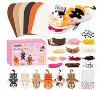 WATINC 6Pcs Hand Puppet Making Kit, Art Craft Felt Sock Puppet Toys, Creative DIY Make Your Own Pompoms Wiggle Googly Eyes Storytelling Role Play Party Supplies Gift for Girls Boys (Cat B6p)