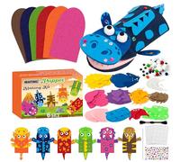 WATINC 6Pcs Hand Puppet Making Kit, Art Craft Felt Sock Puppet Toys, Creative DIY Make Your Own Pompoms Wiggle Googly Eyes Storytelling Role Play Party Supplies Gift for Girls Boys (Dinosaurs A)