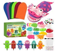 WATINC 6Pcs Hand Puppet Making Kit, Art Craft Felt Sock Puppet Toys, Creative DIY Make Your Own Pompoms Wiggle Googly Eyes Storytelling Role Play Party Supplies Gift for Girls Boys (Dinosaurs B)