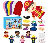 WATINC 6Pcs Hand Puppet Making Kit, Art Craft Felt Sock Puppet Toys, Creative DIY Make Your Own Pompoms Wiggle Googly Eyes Storytelling Role Play Party Supplies Gift for Girls Boys (Career A)