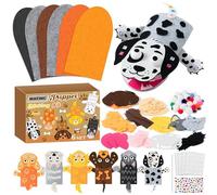 WATINC 6Pcs Hand Puppet Making Kit, Art Craft Felt Sock Puppet Toys, Creative DIY Make Your Own Pompoms Wiggle Googly Eyes Storytelling Role Play Party Supplies Gift for Girls Boys (Dog A6p)