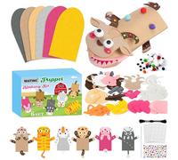 WATINC 6Pcs Hand Puppet Making Kit, Art Craft Felt Sock Puppet Toys, Creative DIY Make Your Own Pompoms Wiggle Googly Eyes Storytelling Role Play Party Supplies Gift for Girls Boys (Farm Animals B)
