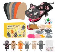 WATINC 6Pcs Hand Puppet Making Kit, Art Craft Felt Sock Puppet Toys, Creative DIY Make Your Own Pompoms Wiggle Googly Eyes Storytelling Role Play Party Supplies Gift for Girls Boys (Cat A6p)