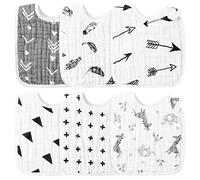 WATINC 6PCS Newborn Teething Bibs Absorbent Baby Soft Organic Cotton Adjustable Snaps Feeding Bibs Burp Cloths for Babies, 6 Layer Burp Cloth for Baby Shower Birthday Gift, 0-12months