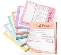 WATINC Book Review Mini Sticky Notes 6P - Spring Gift Colourful Self-Stick Note Pads Reading Tracker for Book Lovers Readers, 300 Sheets Small Notepads Reading Log Stickers for Bookish Bookworm