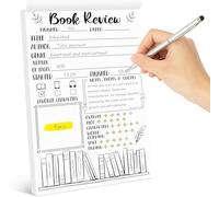 WATINC Book Review Notepad Sticky Notes - 50 Sheets Reading Journal for Book Lovers Readers, Bookish Gifts Self-Stick Note Pads, Reading Log for Review Tracker School Supplies